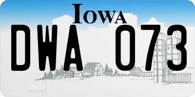 IA license plate DWA073
