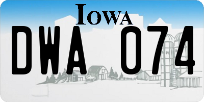IA license plate DWA074