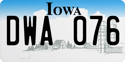 IA license plate DWA076