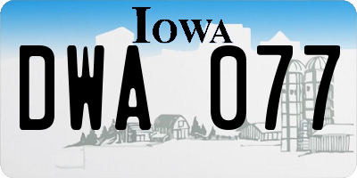 IA license plate DWA077
