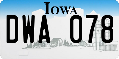 IA license plate DWA078