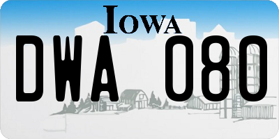 IA license plate DWA080