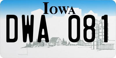 IA license plate DWA081