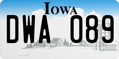 IA license plate DWA089