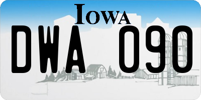 IA license plate DWA090