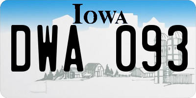 IA license plate DWA093
