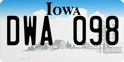 IA license plate DWA098