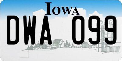 IA license plate DWA099