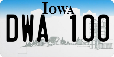 IA license plate DWA100