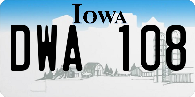 IA license plate DWA108