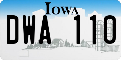 IA license plate DWA110