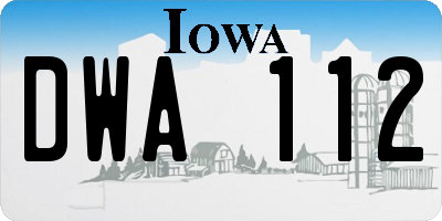IA license plate DWA112