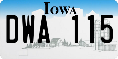 IA license plate DWA115