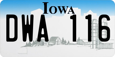 IA license plate DWA116