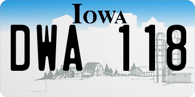 IA license plate DWA118