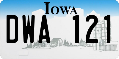 IA license plate DWA121