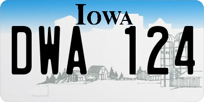 IA license plate DWA124
