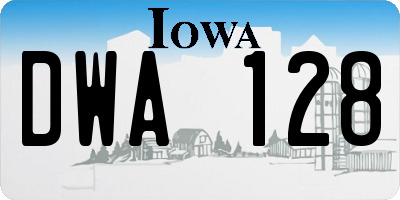 IA license plate DWA128