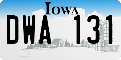 IA license plate DWA131