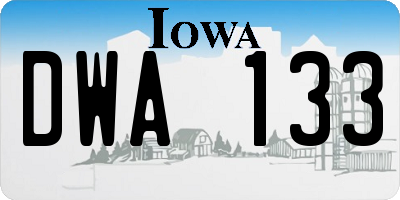 IA license plate DWA133