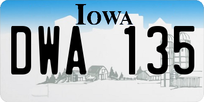 IA license plate DWA135
