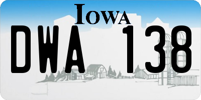 IA license plate DWA138
