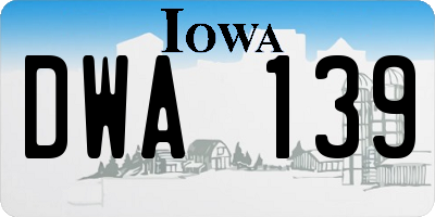 IA license plate DWA139