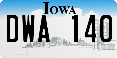 IA license plate DWA140