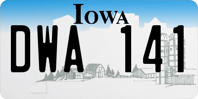 IA license plate DWA141