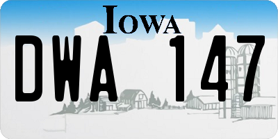IA license plate DWA147