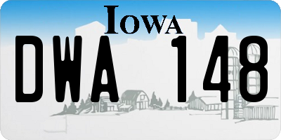IA license plate DWA148