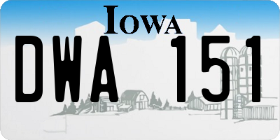 IA license plate DWA151