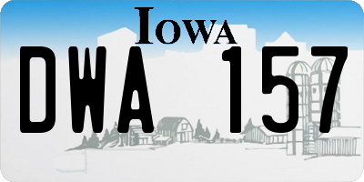 IA license plate DWA157