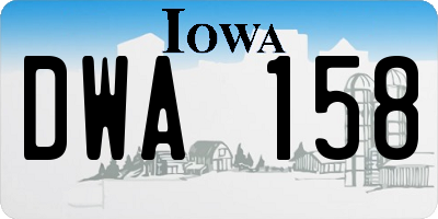 IA license plate DWA158