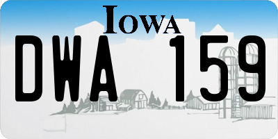 IA license plate DWA159