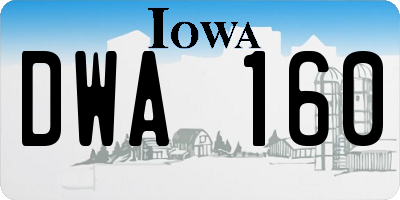 IA license plate DWA160