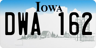 IA license plate DWA162