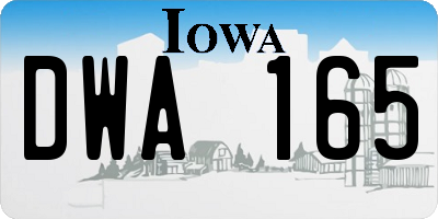 IA license plate DWA165