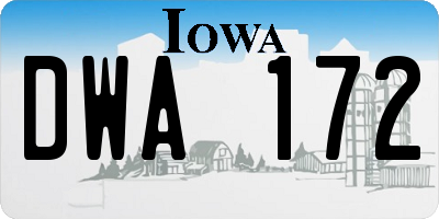 IA license plate DWA172