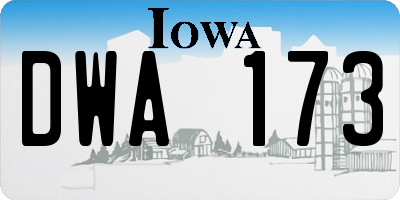 IA license plate DWA173