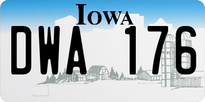 IA license plate DWA176