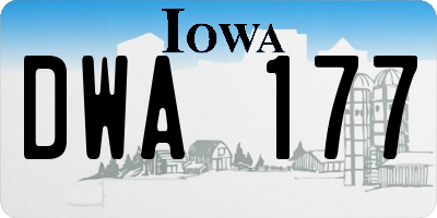 IA license plate DWA177
