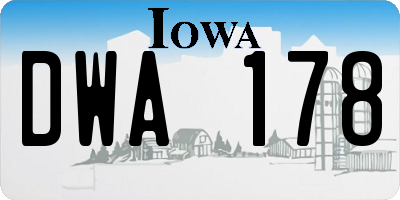 IA license plate DWA178