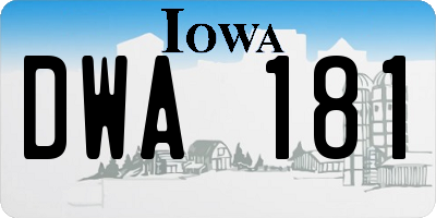 IA license plate DWA181
