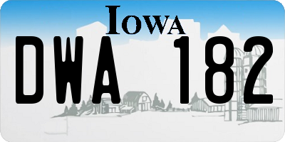 IA license plate DWA182