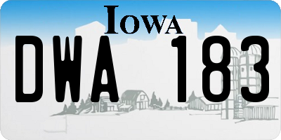 IA license plate DWA183