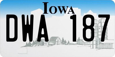 IA license plate DWA187