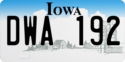 IA license plate DWA192