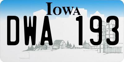 IA license plate DWA193