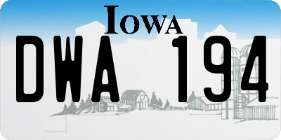 IA license plate DWA194